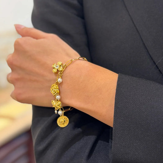 Almira floral charms pearls bracelet