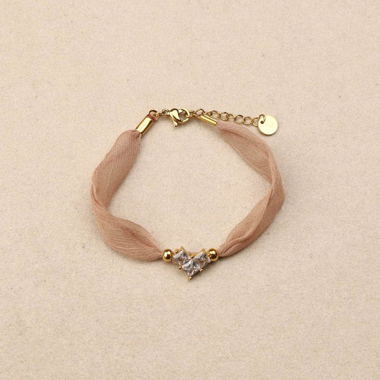 Isalya rhinestones heart fabric Bracelet