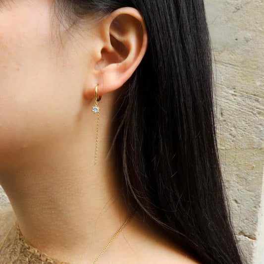 Onysse Dangling Rhinestone Chain Earrings