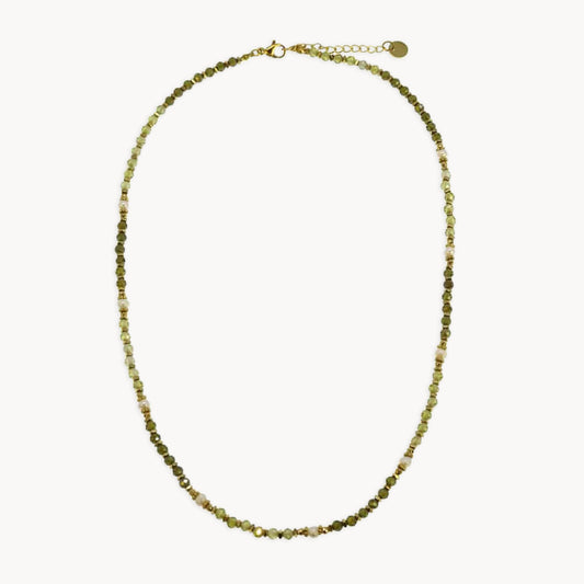 Gersende Crystal Bead Pearl Necklace