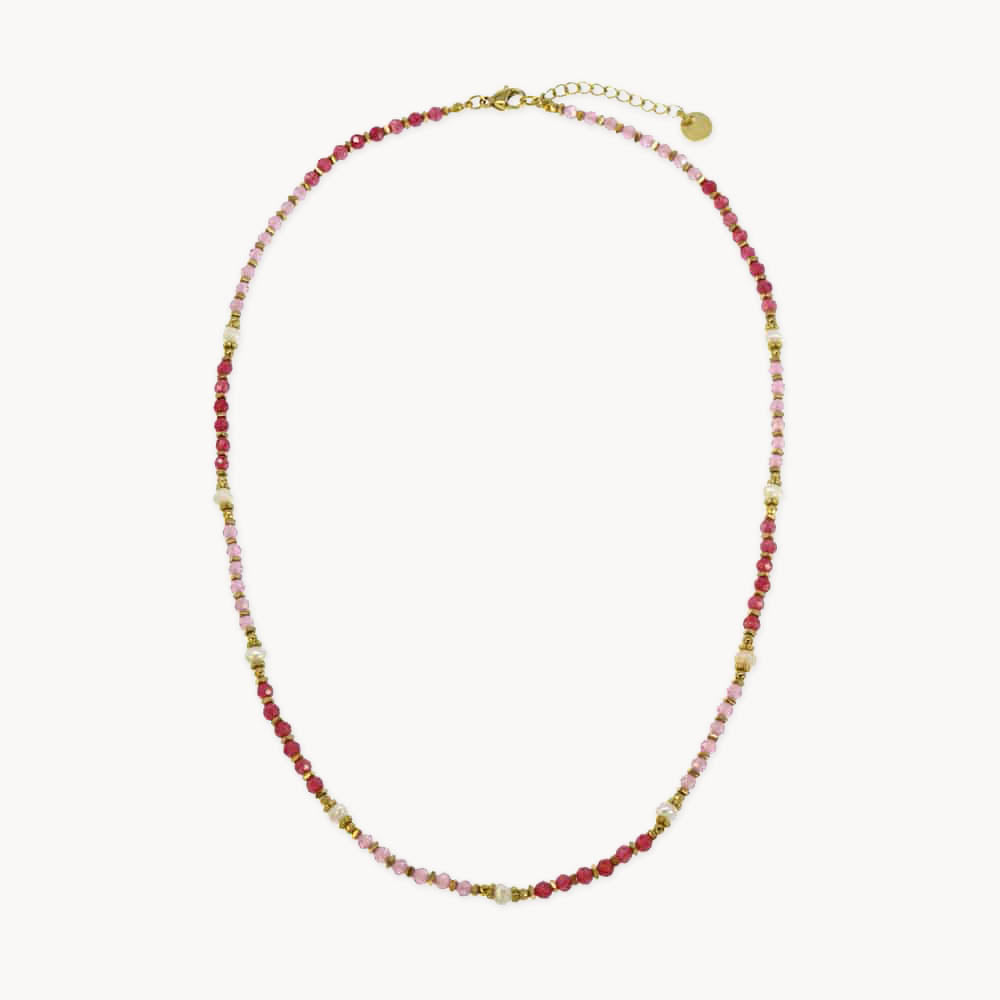 Gersende Crystal Bead Pearl Necklace