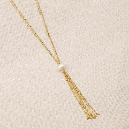 Cendrine Double-Row Pearl Long Necklace