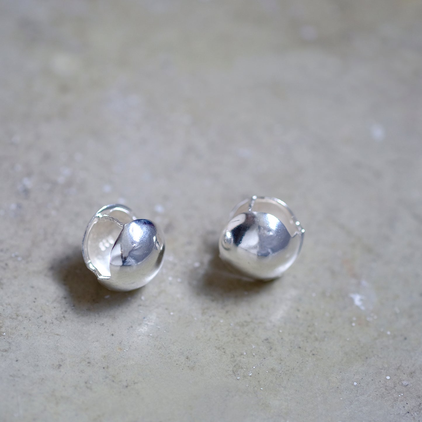 Sterling Silver Sphere Huggie Earrings