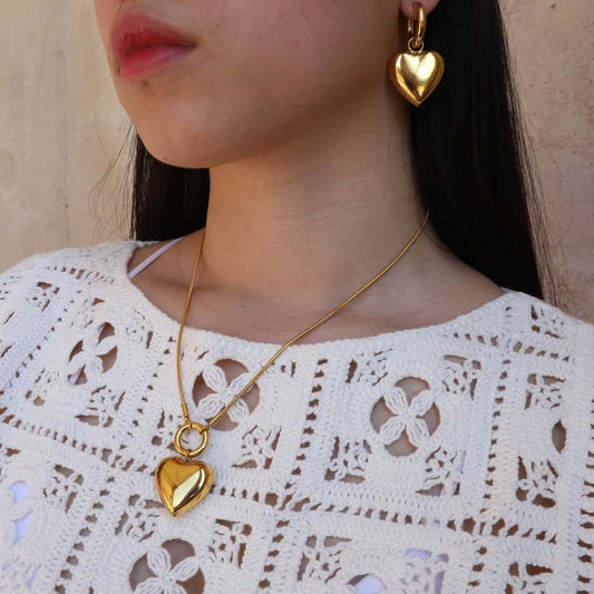 Eloresa Simple Big Heart Necklace Les Cleias