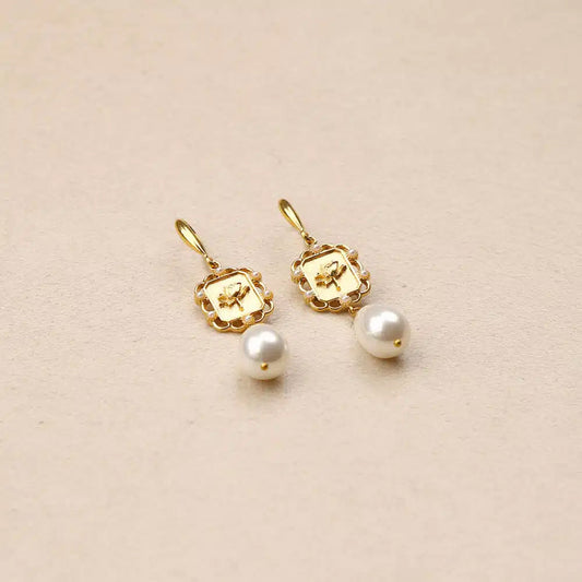 Eulalie rose pendant pearl Earrings les cleias