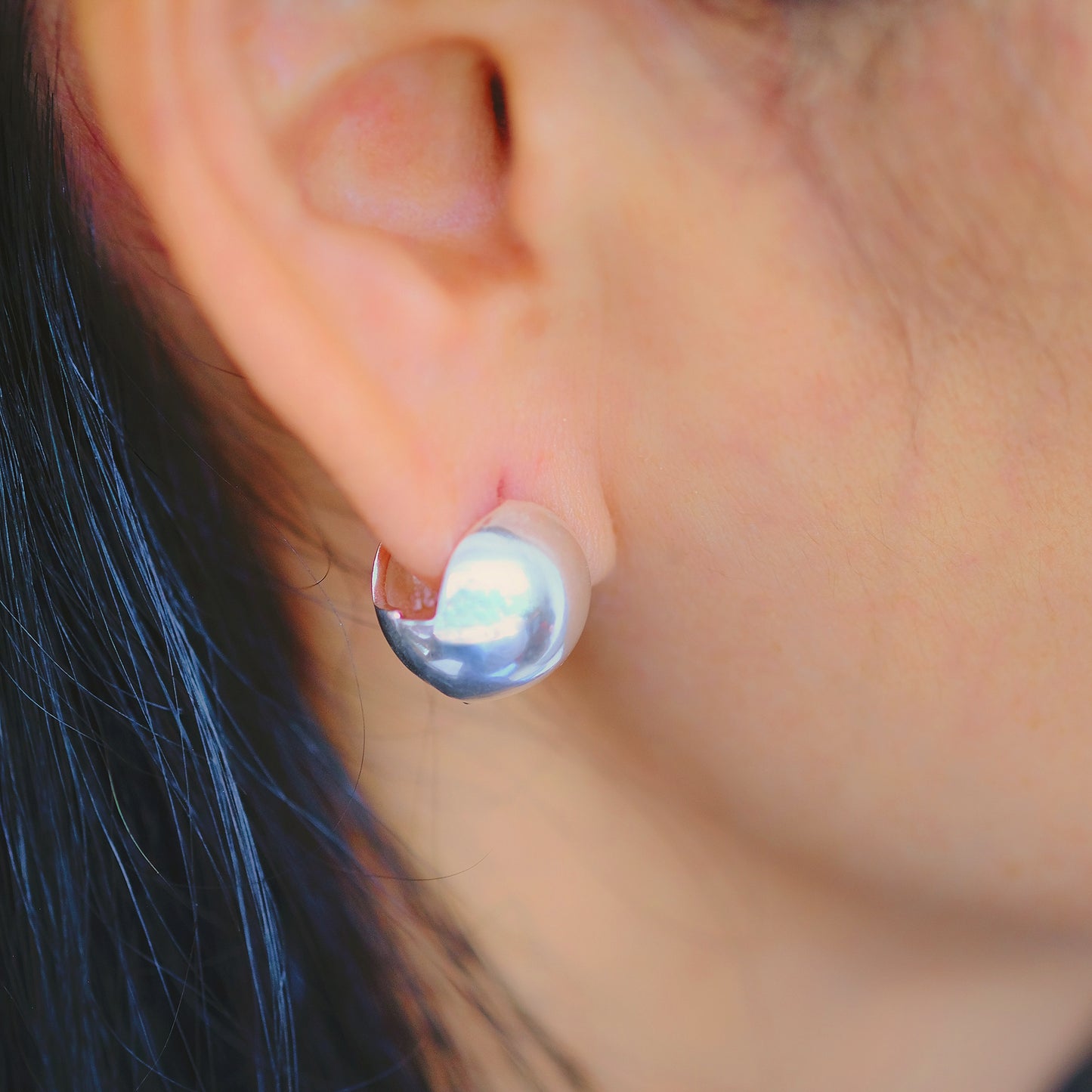 Sterling Silver Sphere Huggie Earrings