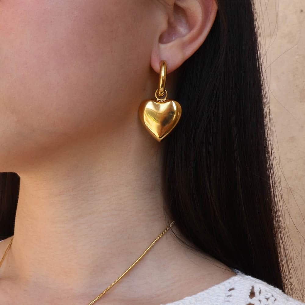 Eloresa Simple Big Heart Earrings