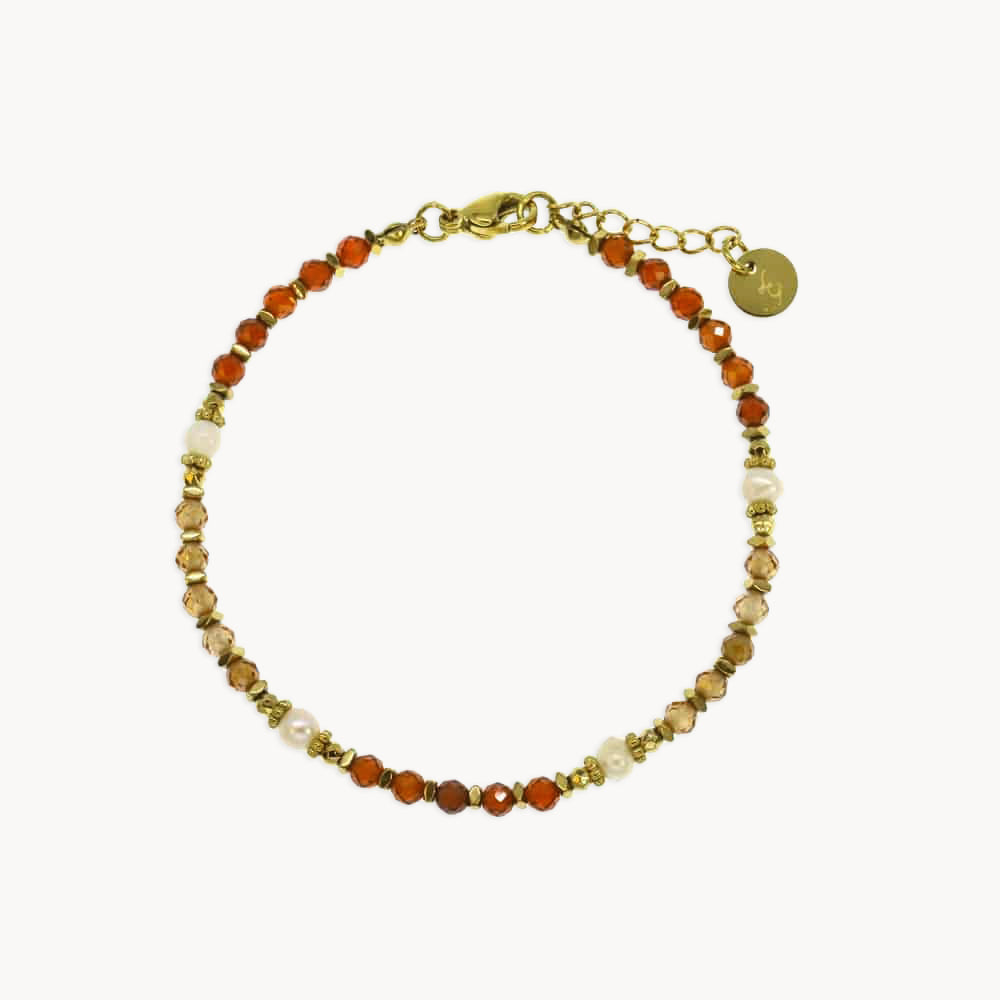 Les Cleias orange crystal freshwater pearl bracelet