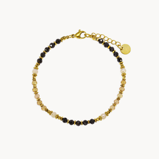 Les Cleias shiny black crystal freshwater pearl bracelet