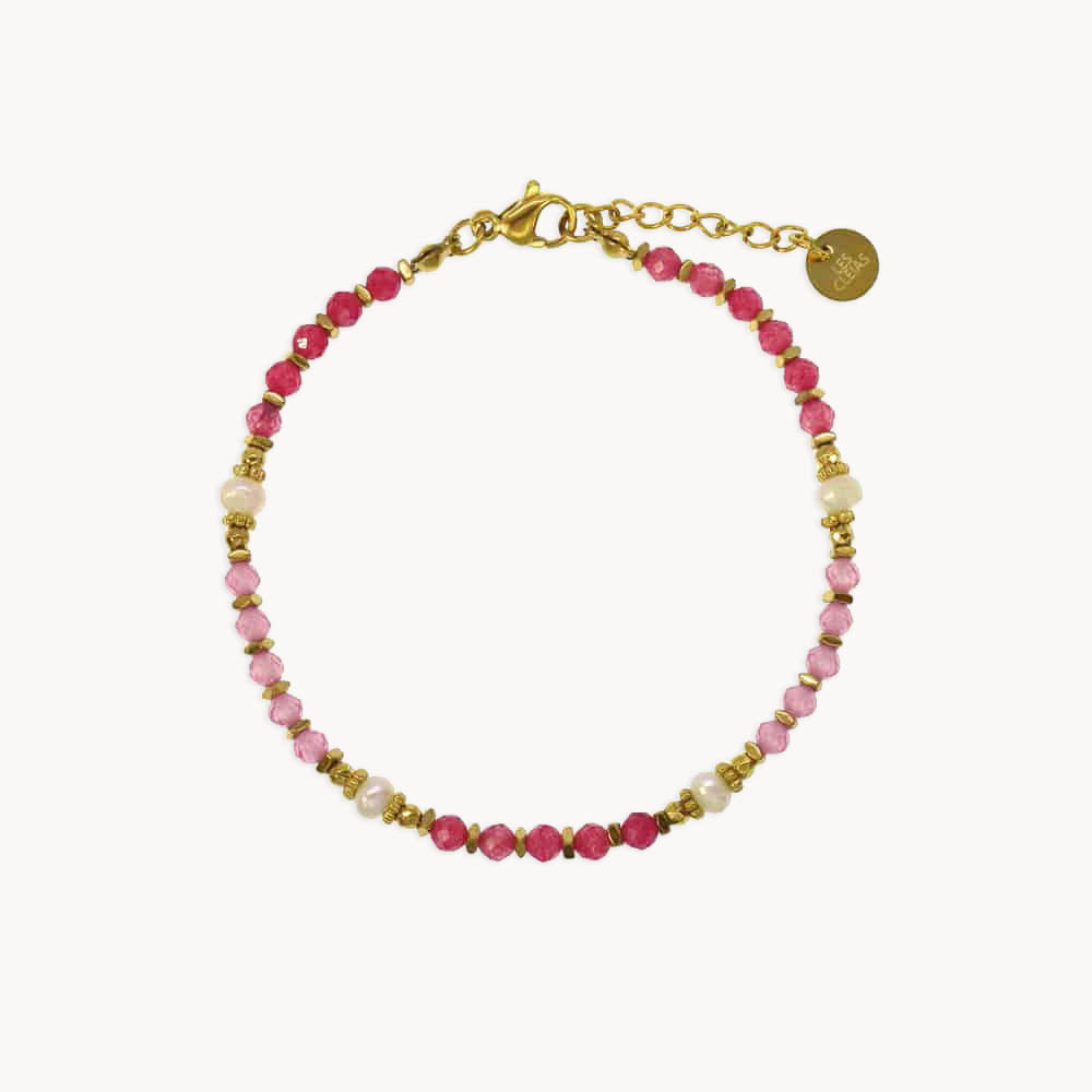 Les Cleias shiny pink crystal freshwater pearl bracelet