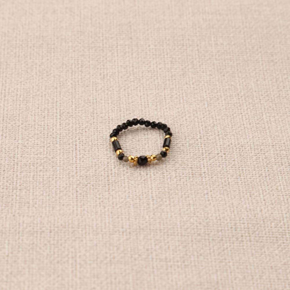 Mandana gemstones elastic ring Black