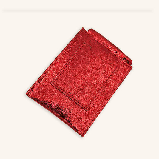 Red Metallic Leather Phone Pouch