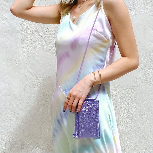 Silver Leopard Metallic Leather Phone Pouch