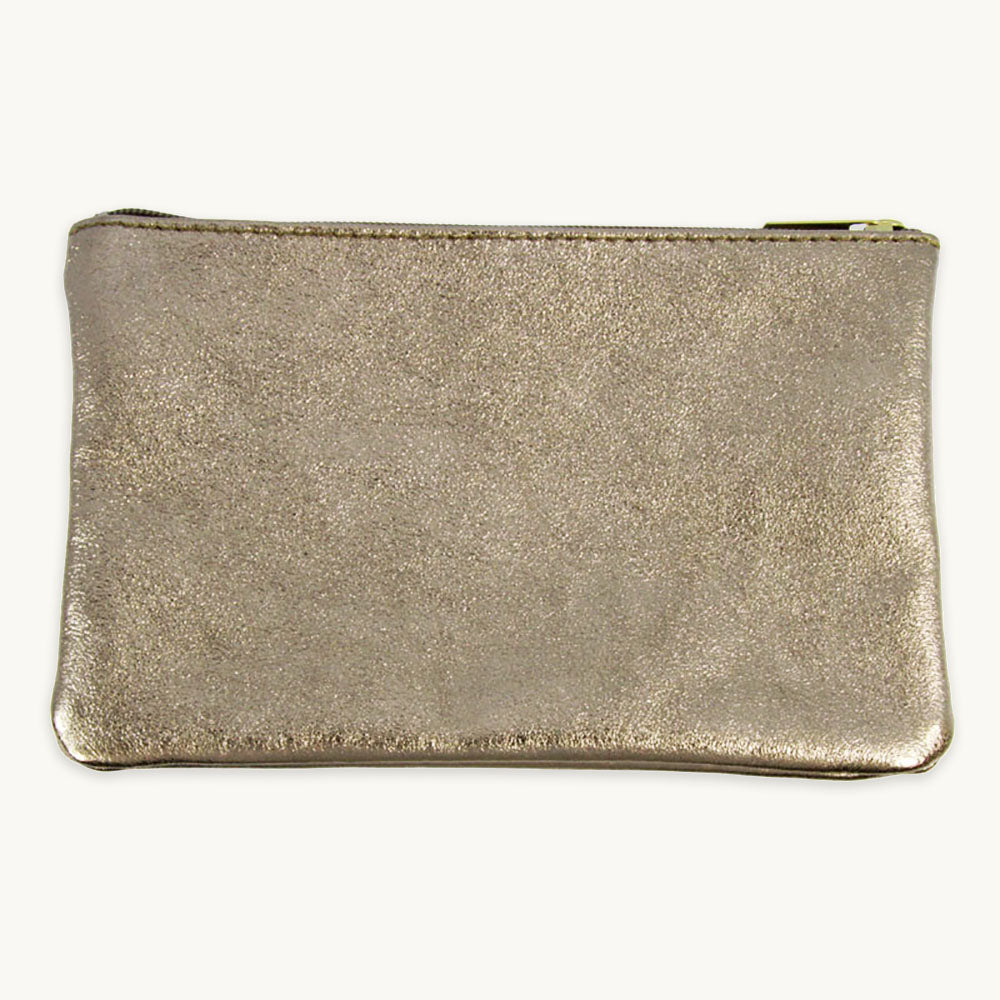 Champagne Gold Metallic Zip Pouch L