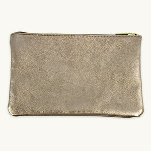 Champagne Gold Metallic Zip Pouch L