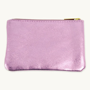 Pink Violet Metallic Zip Pouch L