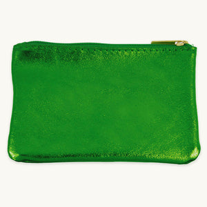 Emerald Green Metallic Zip Pouch L