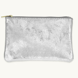 Light Silver Metallic Zip Pouch L