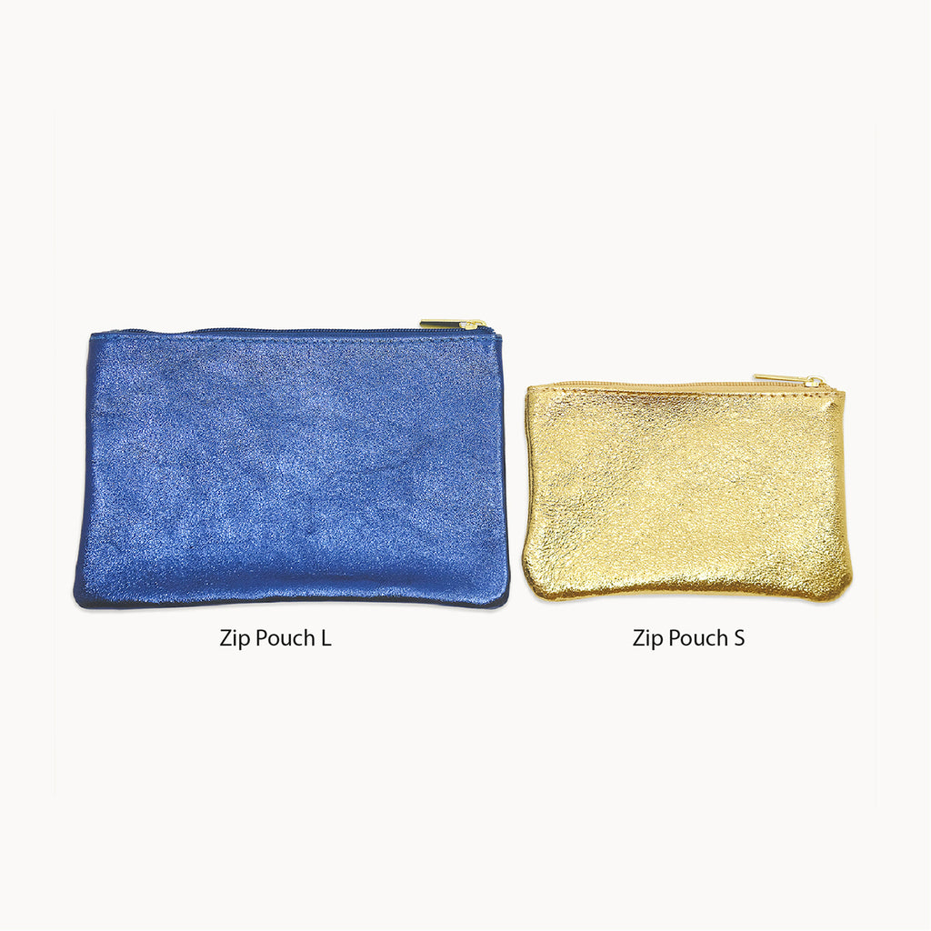 Light Pink Metallic Zip Pouch L