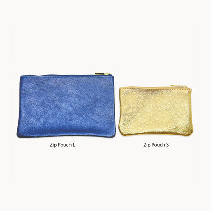 Midnight Blue Metallic Zip Pouch L