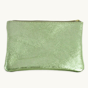 Mint Metallic Zip Pouch L