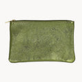 Khaki Metallic Zip Pouch L