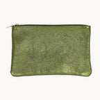 Khaki Metallic Zip Pouch L