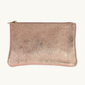 Rose Gold Metallic Zip Pouch L