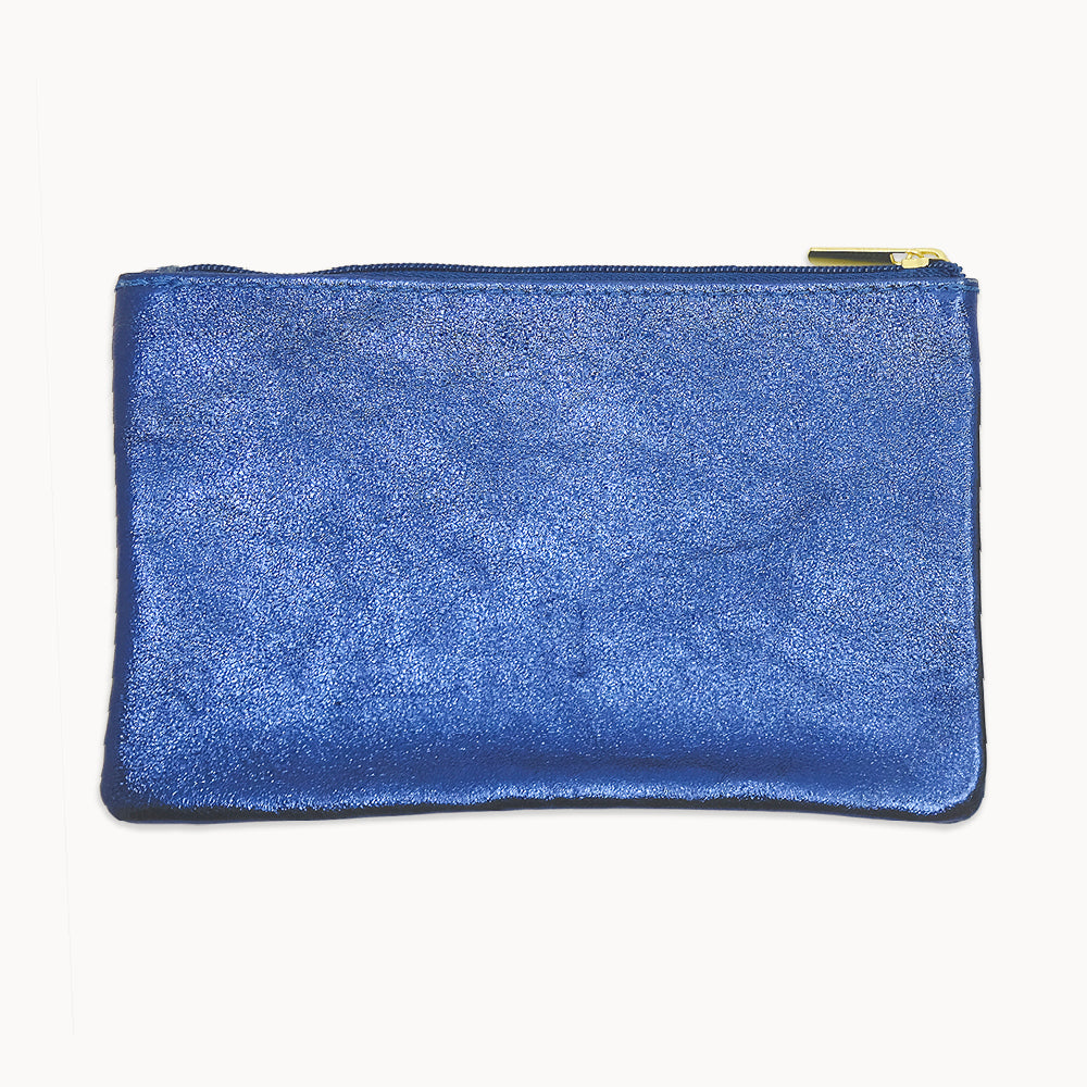 Midnight Blue Metallic Zip Pouch L