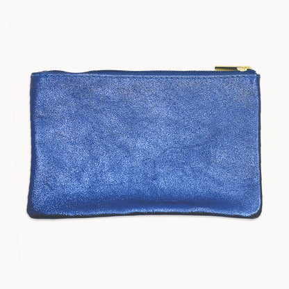 Midnight Blue Metallic Zip Pouch L