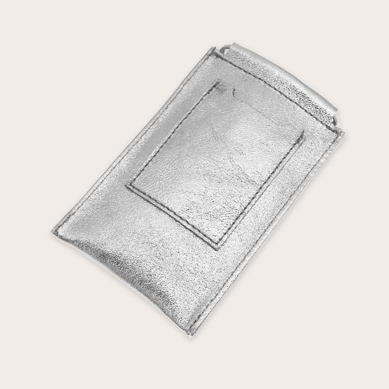 Silver Metallic Leather Phone Pouch