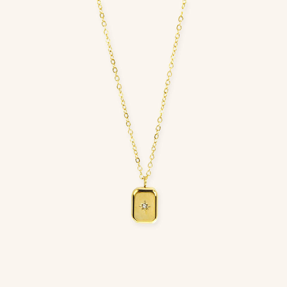 Rectangle Plain Star Pendant ST Necklace