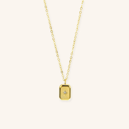 Rectangle Plain Star Pendant ST Necklace