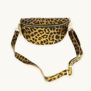 Leopard Leather Banana Bag