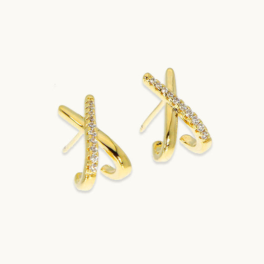 Cross zircon earrings