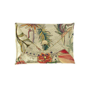 Floral Printed Gold Mini Origami Wallet