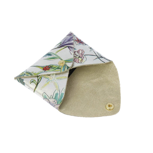 Floral Printed Silver Mini Origami Wallet