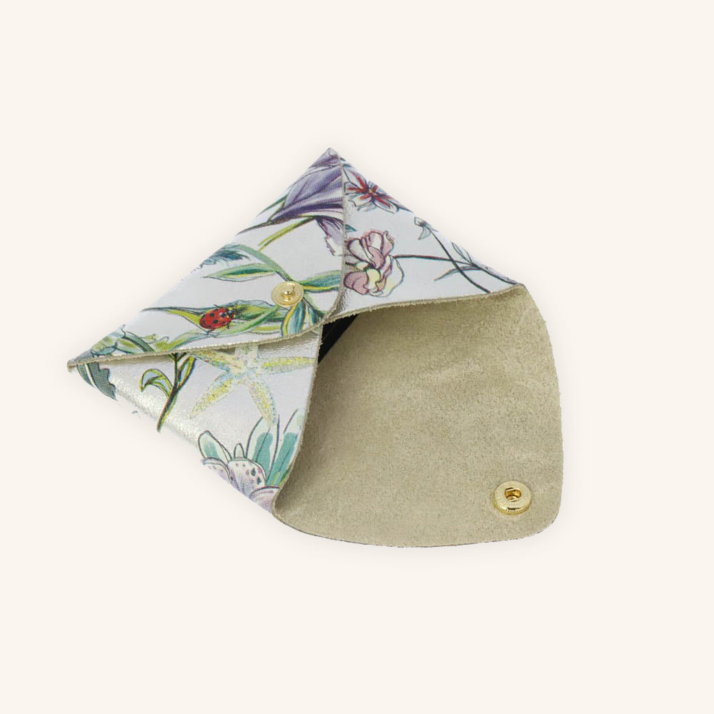 Floral Printed Silver Mini Origami Wallet