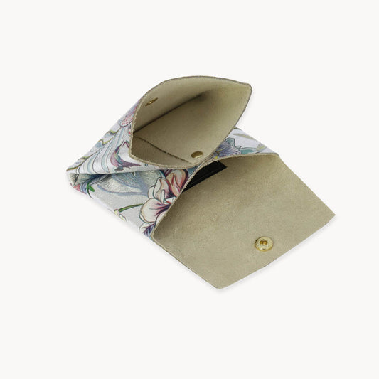 Floral Printed Silver Metallic Two Layer Wallet