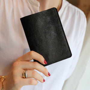 Iridescent Black Leather Passport Cover