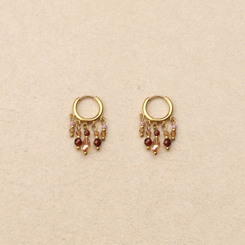 Éméria Stone Tassel Hoop Earrings