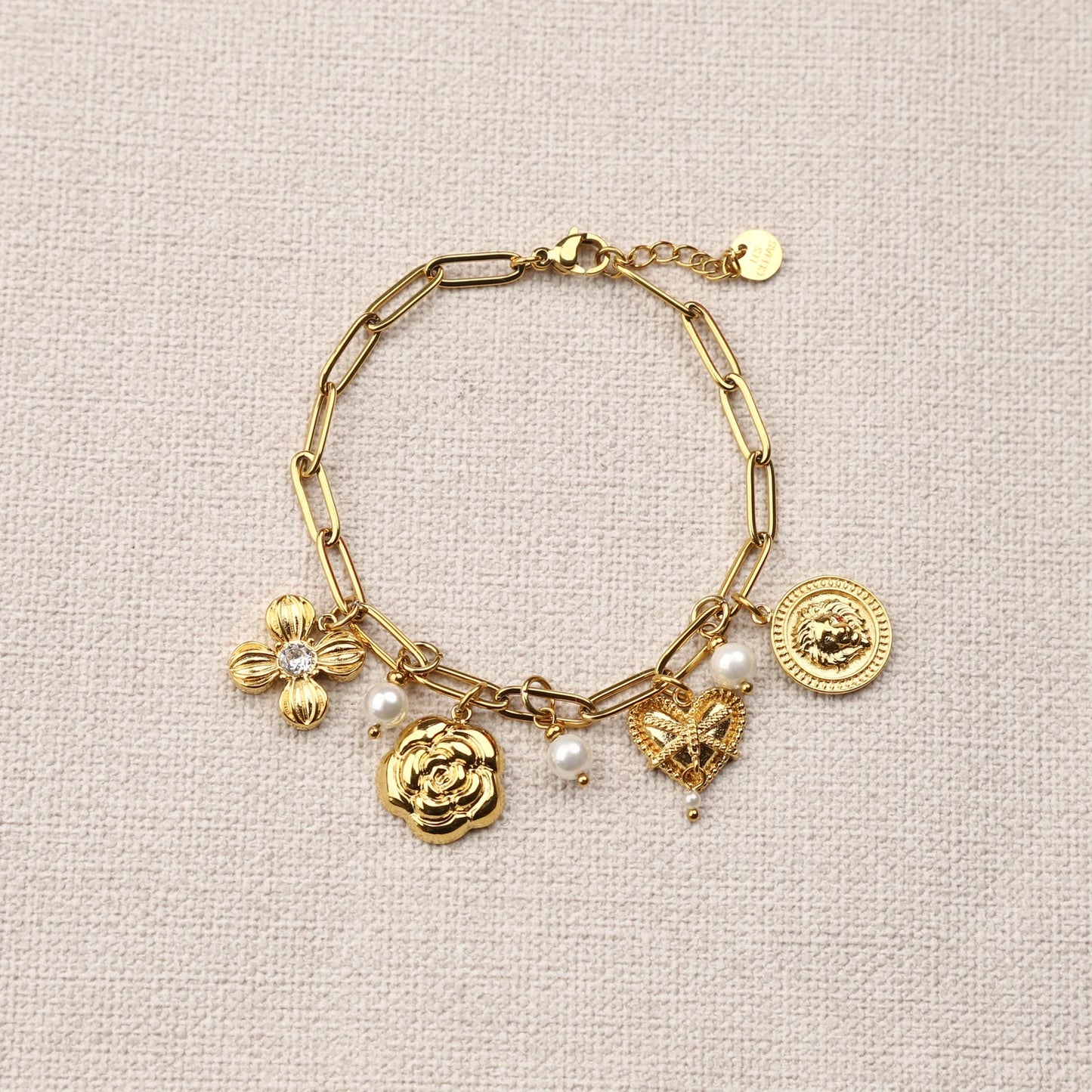 Almira floral charms pearls bracelet