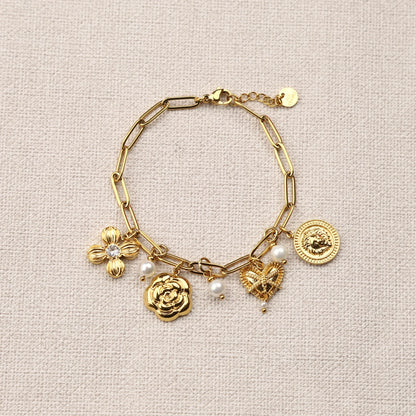 Almira floral charms pearls bracelet