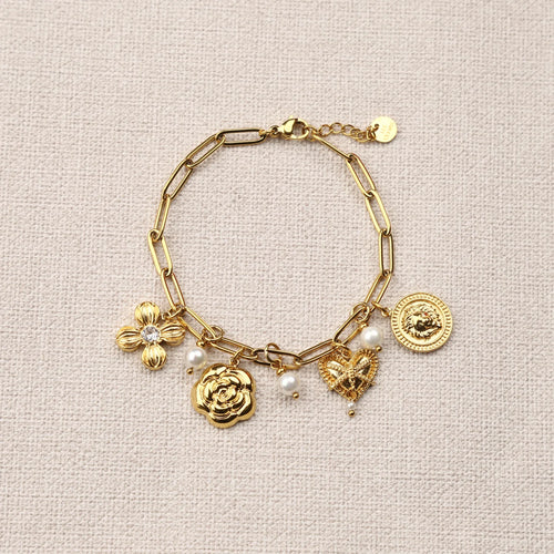 Almira floral charms pearls bracelet