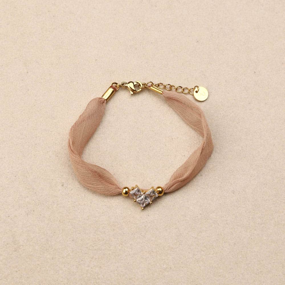 Isalya rhinestones heart fabric Bracelet