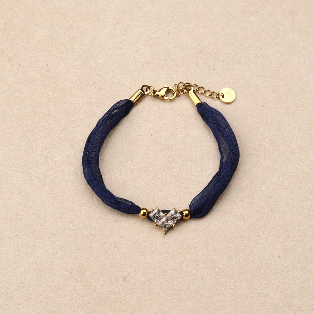 Isalya rhinestones heart fabric Bracelet