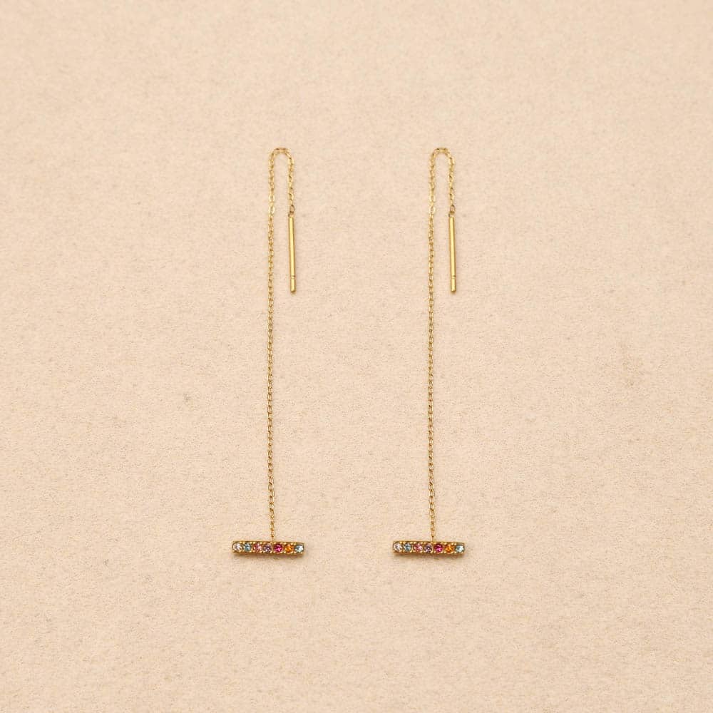 Elvéria multicolored rhinestones Drop Chain Earrings