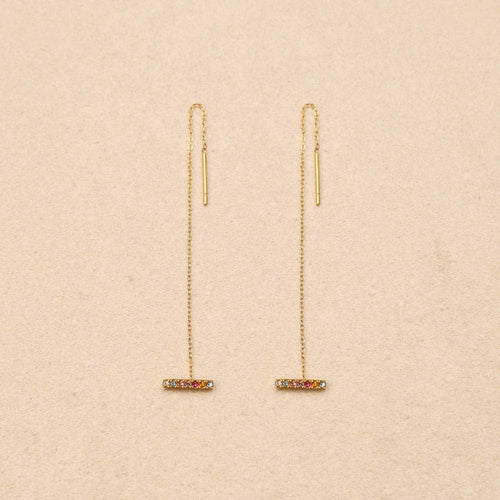 Elvéria multicolored rhinestones Drop Chain Earrings
