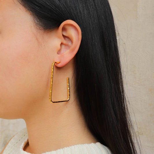 Orsel textured thin Rectangular Earrings
