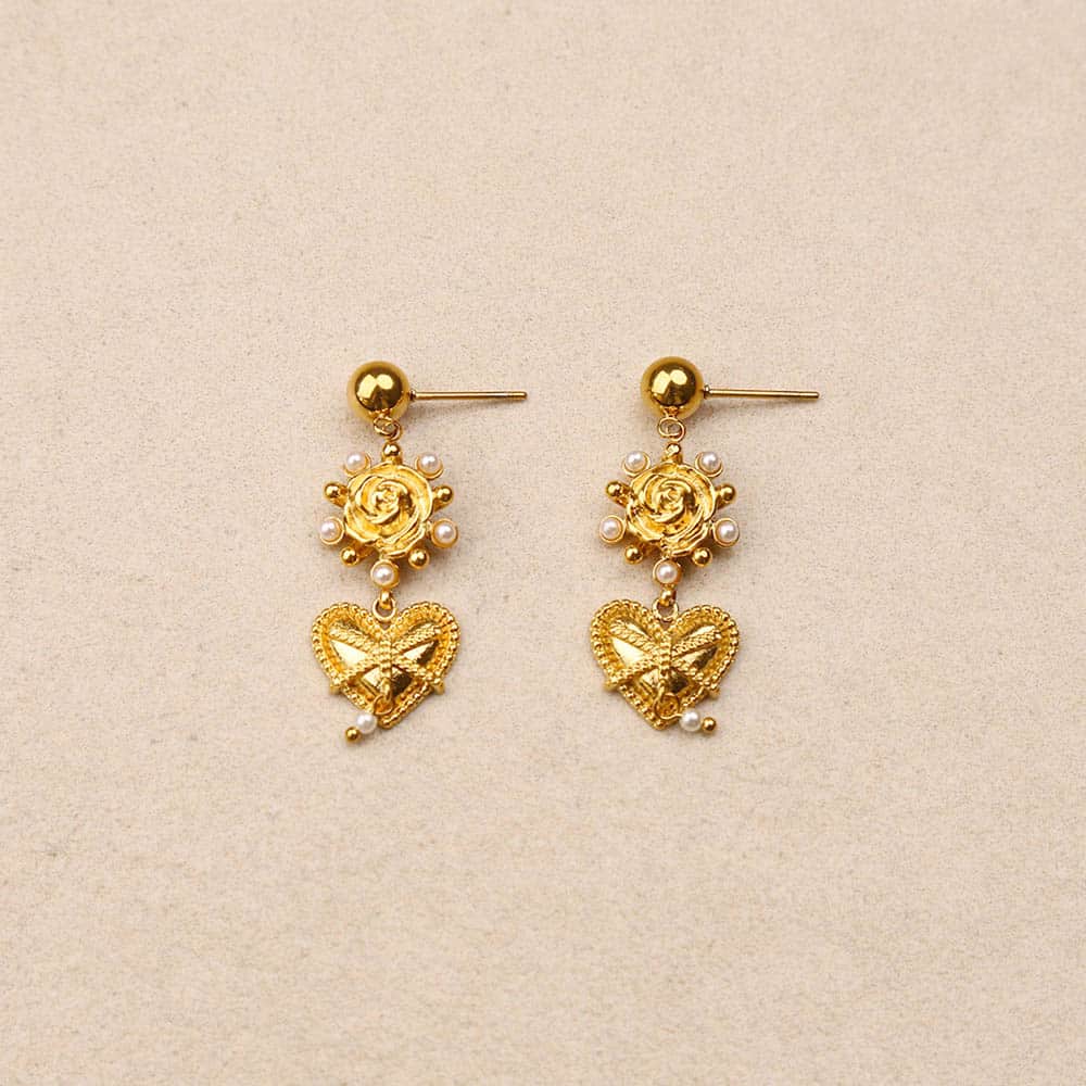 Liorea rose deco heart earrings